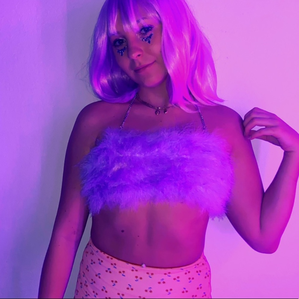 Purple feather crop top